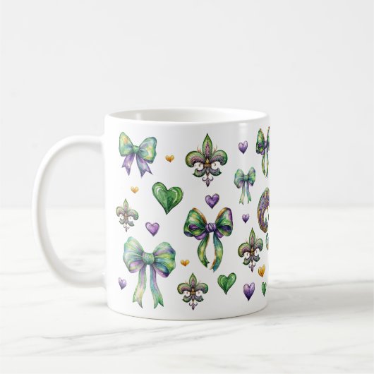 Coquette Bow en Mardi Gras Vibes Koffiemok (Links)