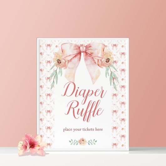 Coquette Bow Floral Diaper Poster