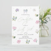 Coquette Bow & Floral Graduation Invitation (Debout devant)