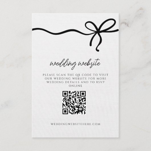 Coquette Bow formele bruiloft details QR-code Informatiekaartje (Voorkant)