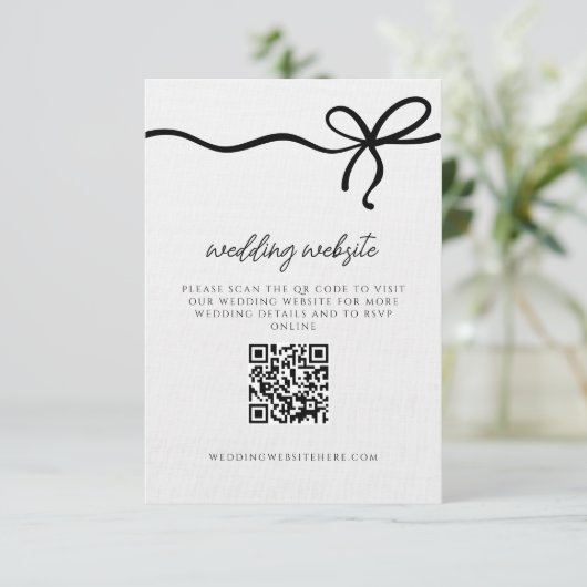 Coquette Bow formele bruiloft details QR-code Informatiekaartje (Staand voorkant)