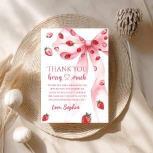 Coquette Bow fraise Carte de remerciements d'anniv