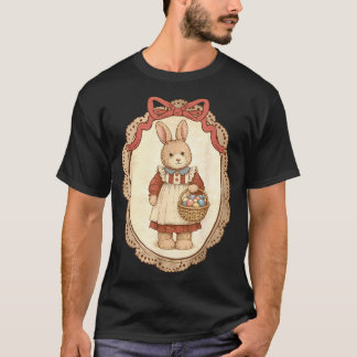 Coquette Bow Funny Bunny Eggs Rabbit Happy Easter  T-shirt