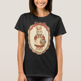 Coquette Bow Funny Bunny Eggs Rabbit Happy Easter  T-shirt