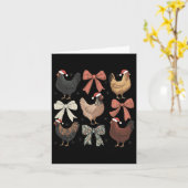 Coquette Bow Funny Chicken Christmas Boerderij Ani Kaart (Gele Bloem)