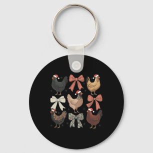 Coquette Bow Funny Chicken Christmas Boerderij Ani Sleutelhanger