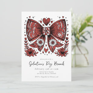 Coquette Bow Galentine's Day Brunch Kaart