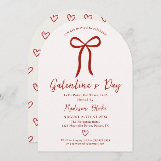 Coquette Bow Galentine's Day Invitation (Devant / Derrière)