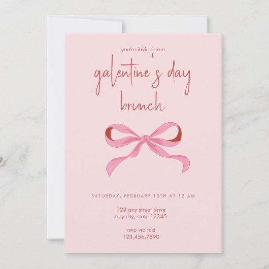 Coquette Bow Galentine's Day Party Kaart (Voorkant)