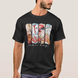 Coquette Bow Game Day Baseball Softbal Heart Love T-shirt