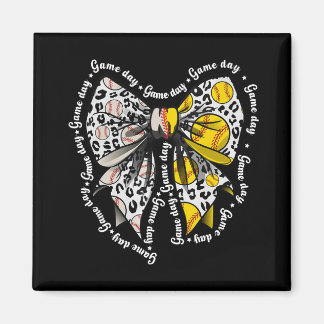 Coquette Bow Game Day Sell Softll Heart Love Mom L Magneet