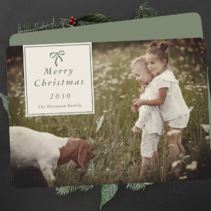 Coquette Bow Gepersonaliseerde Familiefoto Kerstmi Feestdagenkaart