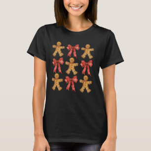 Coquette Bow Gingerbread Funny Merry Christmas Xma T-shirt