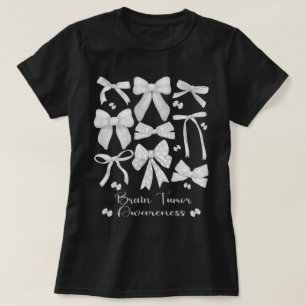 Coquette Bow Grey Ribbon Hersentumor Bewustzijn T-shirt