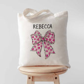 Coquette Bow Hot Pink Hearts Tote Bag