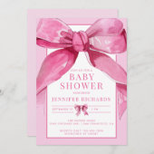 Coquette Bow | Invitation à la douche pour bébé ro (Devant / Derrière)