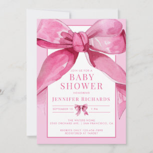 Coquette Bow   Invitation à la douche pour bébé ro