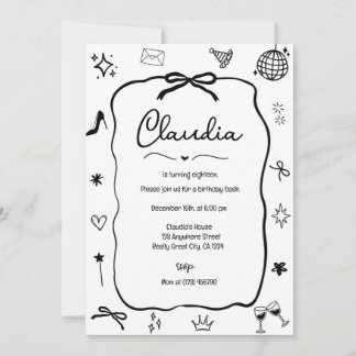 Coquette Bow Invitation Anniversaire Fête de rêve