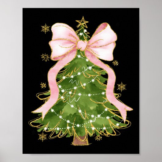 Coquette Bow Kerstboom Kerstvakantie Girly Out Poster (Voorkant)