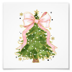 Coquette Bow Kerstboom Vakantie Girly Outfit W Foto Afdruk