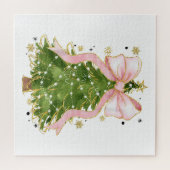 Coquette Bow Kerstboom Vakantie Girly Outfit W Legpuzzel (Horizontaal)