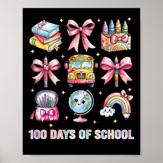 Coquette Bow Leerkracht 100 dagen School 8 Poster (Voorkant)