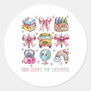 Coquette Bow Leerkracht 100 dagen School 8 Ronde Sticker