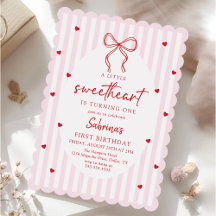 Coquette Bow Little Sweetheart Birthday Invitation