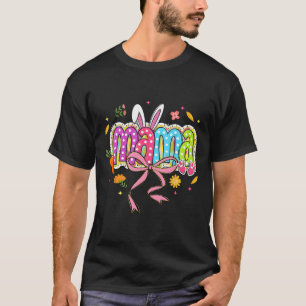 Coquette Bow Mama Bunny Pasen Mama Boho Bloemen Fa T-shirt