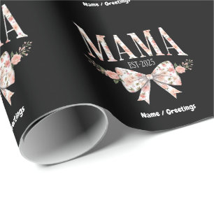 Coquette Bow Mama Est 2025 Happy Moederdag Cadeaupapier