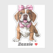 Coquette Bow Mastiff Hond Mama Meisje Roze Sticker (Vel)
