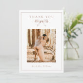  Coquette Bow Mocha Foto Flat Wedding Bedankkaart (Staand voorkant)