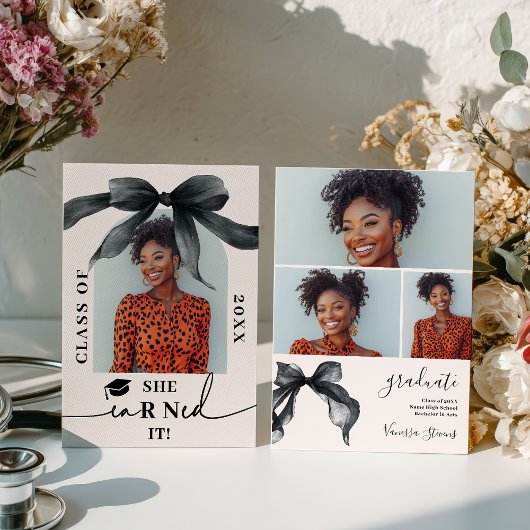 Coquette Bow Nurse 4-Photo Graduation Kaart