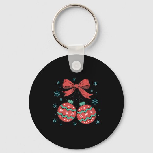 Coquette Bow Ornament Cherries Christmas Holiday G Sleutelhanger (Voorkant)