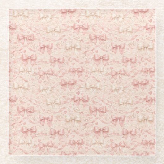Coquette Bow Pattern Glazen Onderzetter (Voorkant)