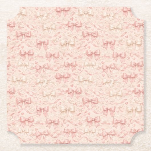 Coquette Bow Pattern Kartonnen Onderzetters (Voorkant)