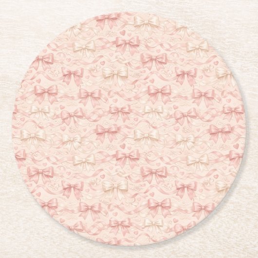 Coquette Bow Pattern Ronde Kartonnen Onderzetter (Voorkant)