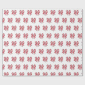 Coquette Bow Pattern Roze & Witte Valentijnsdag Cadeaupapier (Vlak)