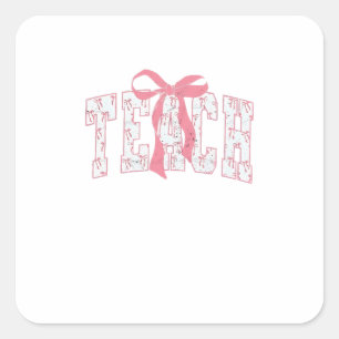 Coquette Bow Pencil Design Docenten Vierkante Sticker