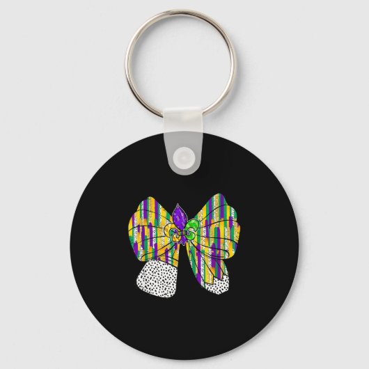 Coquette Bow Pencil Mardi Gras Fleur-de-lis Teache Sleutelhanger (Voorkant)