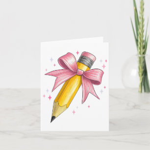 Coquette Bow Pencil Teacher Student Eerste Dag Ter Kaart