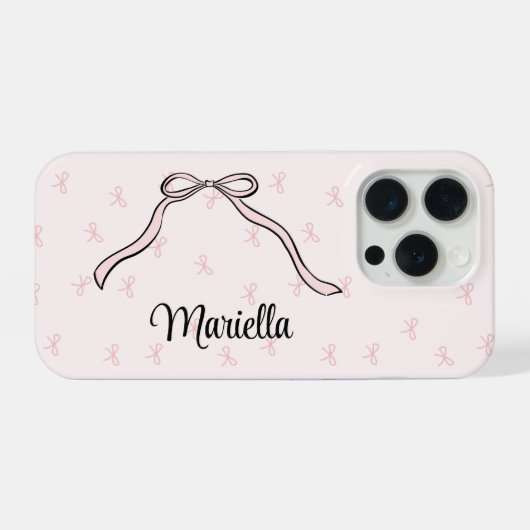 Coquette Bow Personalized Phone Pink (Verso Horizontal)