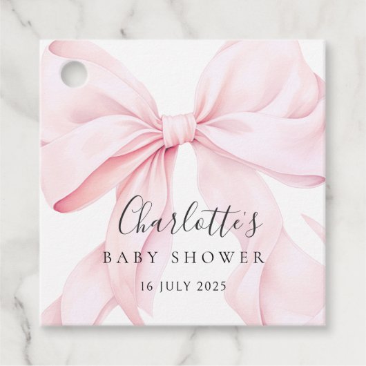 Coquette Bow Pink Baby Shower Bedankjes Labels (Voorkant)