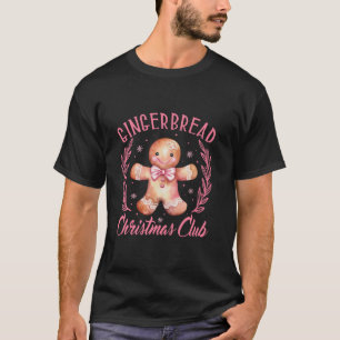 Coquette Bow Pink Gingerbread Funny Christmas Girl T-shirt