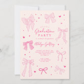 Coquette Bow Pink Graduation Party Invitation (Devant)