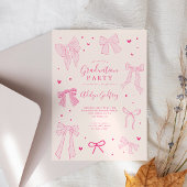 Coquette Bow Pink Graduation Party Invitation
