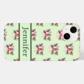 Coquette Bow Preppy Pink en Mint Green Case-Mate iPhone Case (Achterkant (horizontaal))