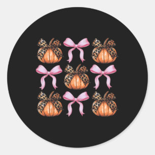 Coquette Bow Pumpkin Halloween Vrouwen Skelet Spoo Ronde Sticker