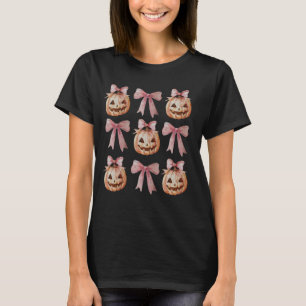Coquette Bow Pumpkin Jack O Latern Spooky Seizoen  T-shirt