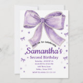 Coquette Bow Purple Birthday Party Invitation (Devant)